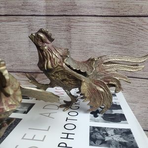 Vintage Accents - Vintage Set of 2 Brass Roosters Vintage Accents - Vintage Set of 2 Brass Roosters